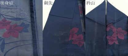 平和屋着物＊夏物　小紋　紗　流水草花文　正絹　逸品　CABJ4189xi