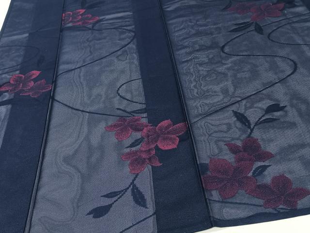 平和屋着物＊夏物　小紋　紗　流水草花文　正絹　逸品　CABJ4189xi