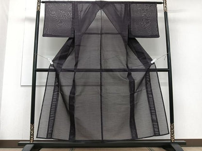 平和屋着物＊夏物　小紋　紗　霞文　正絹　逸品　CABJ4191xi