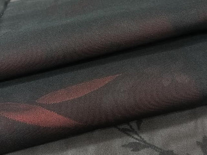 平和屋着物＊夏物　小紋　紗　草花文　黒地　正絹　逸品　未使用　CABJ4192xi