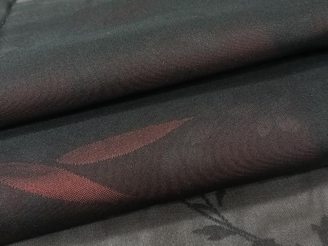 平和屋着物＊夏物　小紋　紗　草花文　黒地　正絹　逸品　未使用　CABJ4192xi