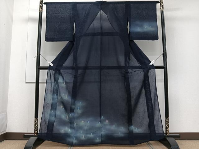 平和屋着物＊夏物　訪問着　紗紬　駒刺繍　水玉　暈し染め　正絹　逸品　CABJ4208xi