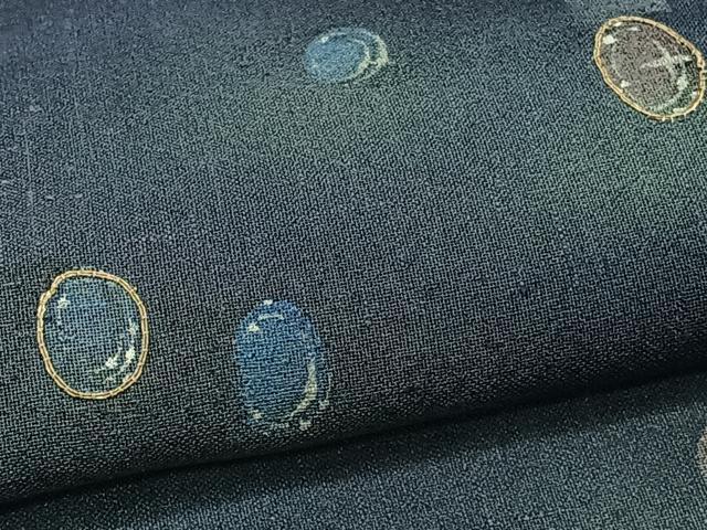 平和屋着物＊夏物　訪問着　紗紬　駒刺繍　水玉　暈し染め　正絹　逸品　CABJ4208xi