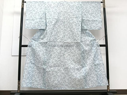 平和屋着物＊夏物　小紋　紗　花唐草文　洗える着物　CABJ4211xi