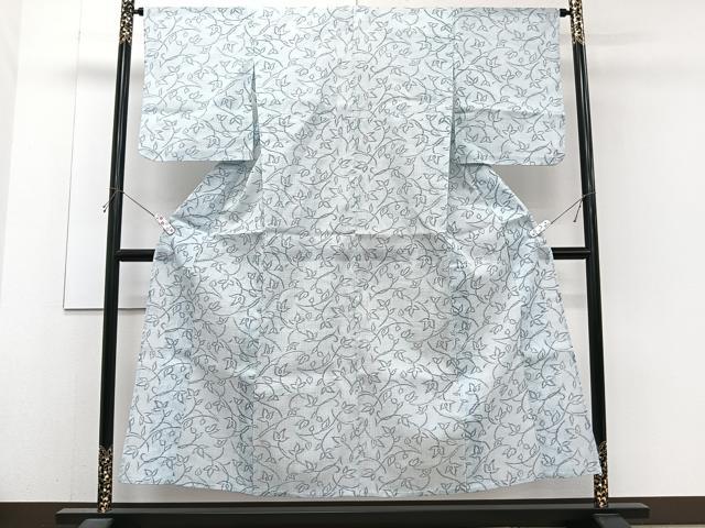 平和屋着物＊夏物　小紋　紗　花唐草文　洗える着物　CABJ4211xi