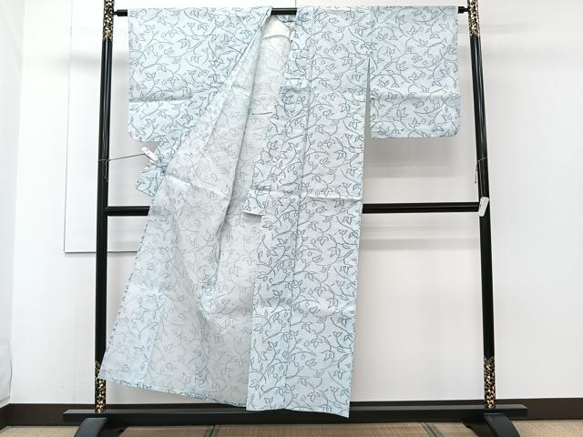 平和屋着物＊夏物　小紋　紗　花唐草文　洗える着物　CABJ4211xi