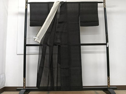 平和屋着物＊夏物　紗紬　十字文　正絹　逸品　CABJ4212xi