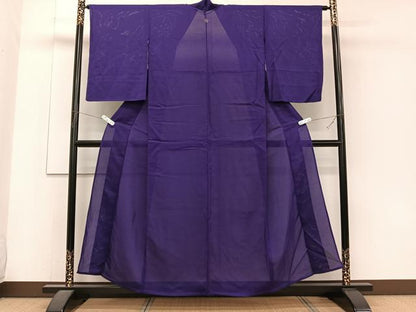 平和屋着物＊夏物　色無地　絽　葡萄色　正絹　逸品　CABJ4214xi