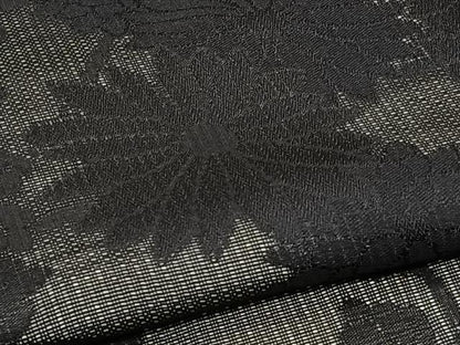 平和屋着物＊夏物　色無地　草花紋紗　黒地　正絹　逸品　CABJ4217xi