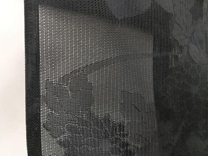 平和屋着物＊夏物　色無地　草花紋紗　黒地　正絹　逸品　CABJ4217xi