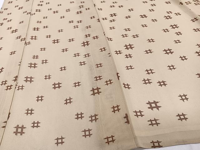 平和屋着物＊夏物　本場夏塩沢　井桁文　反端付き　正絹　逸品　CABJ4218xi