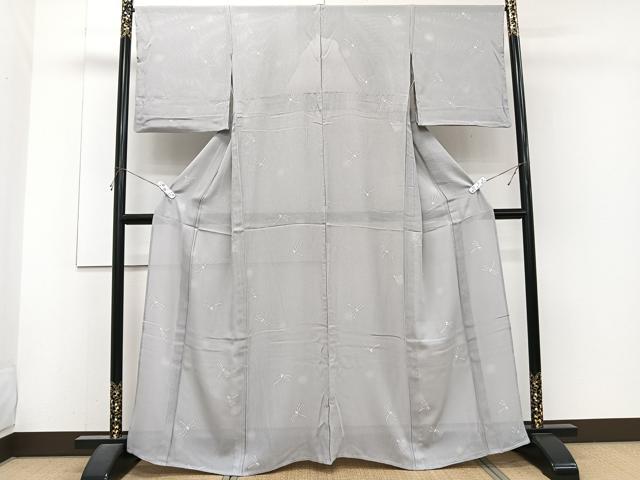 平和屋着物＊夏物　小紋　縦絽　蜻蛉　正絹　逸品　CABJ4219xi
