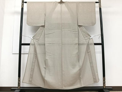 平和屋着物＊夏物　小紋　絽　飯島輝也　縞　正絹　逸品　CABJ4222xi