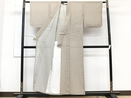 平和屋着物＊夏物　小紋　絽　飯島輝也　縞　正絹　逸品　CABJ4222xi