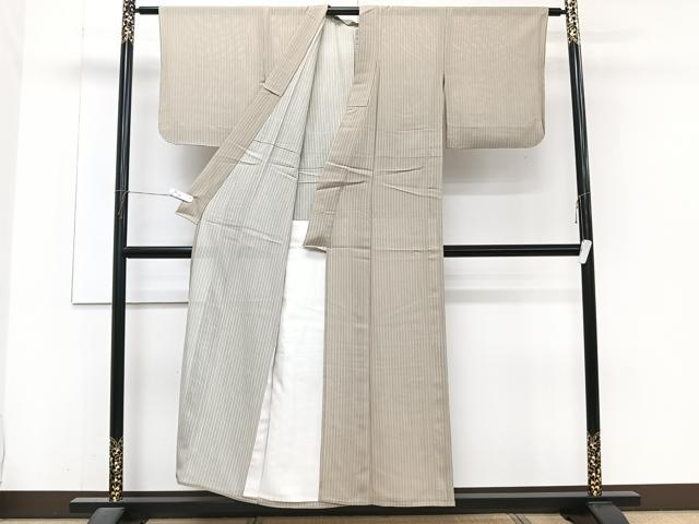 平和屋着物＊夏物　小紋　絽　飯島輝也　縞　正絹　逸品　CABJ4222xi