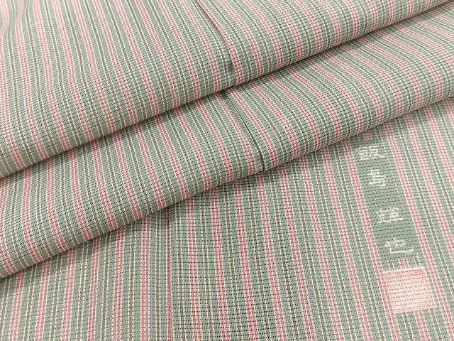 平和屋着物＊夏物　小紋　絽　飯島輝也　縞　正絹　逸品　CABJ4222xi
