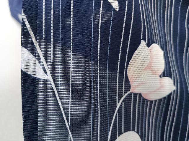 平和屋着物＊夏物　小紋　絽　枝草花文　黒地　洗える着物　CABJ4227xi