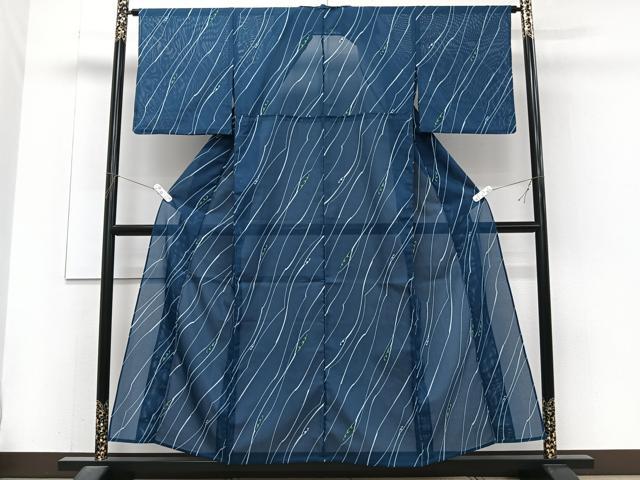 平和屋着物＊夏物　小紋　絽　斜線文　洗える着物　CABJ4229xi