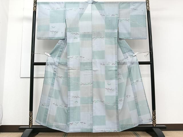 平和屋着物＊夏物　小紋　紗　枝草花文　洗える着物　CABJ4234xi