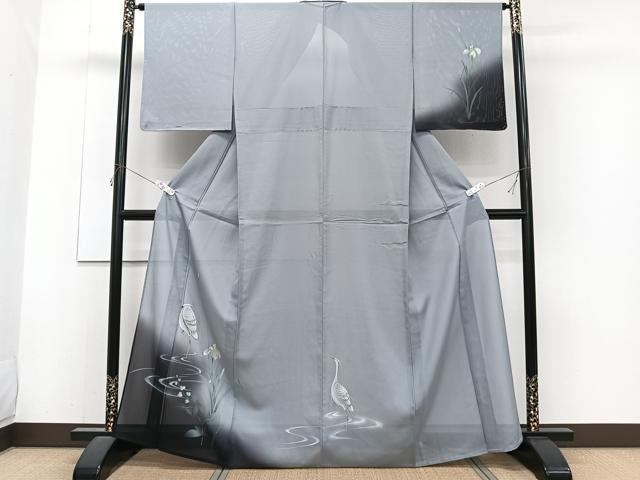 平和屋着物＊夏物　訪問着　絽　手描き　流水白鷺花文　正絹　逸品　未使用　CABJ4235xi