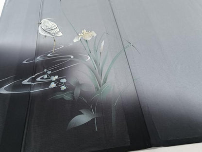 平和屋着物＊夏物　訪問着　絽　手描き　流水白鷺花文　正絹　逸品　未使用　CABJ4235xi