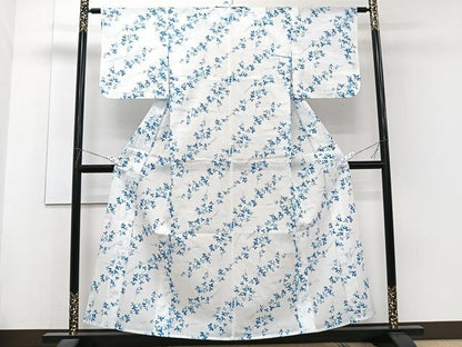 平和屋着物＊夏物　小紋　紗　枝草花文　洗える着物　CABJ4236xi
