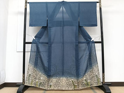 平和屋着物＊夏物　色留訪問着　紗紬　刺繍　草重ね枝花文　金糸　正絹　逸品　未使用　CABJ4237xi