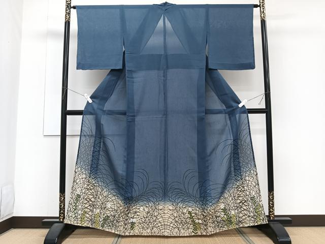 平和屋着物＊夏物　色留訪問着　紗紬　刺繍　草重ね枝花文　金糸　正絹　逸品　未使用　CABJ4237xi
