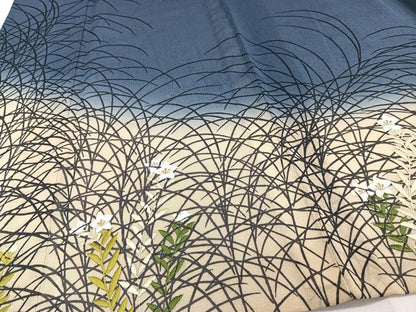平和屋着物＊夏物　色留訪問着　紗紬　刺繍　草重ね枝花文　金糸　正絹　逸品　未使用　CABJ4237xi