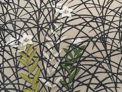 平和屋着物＊夏物　色留訪問着　紗紬　刺繍　草重ね枝花文　金糸　正絹　逸品　未使用　CABJ4237xi