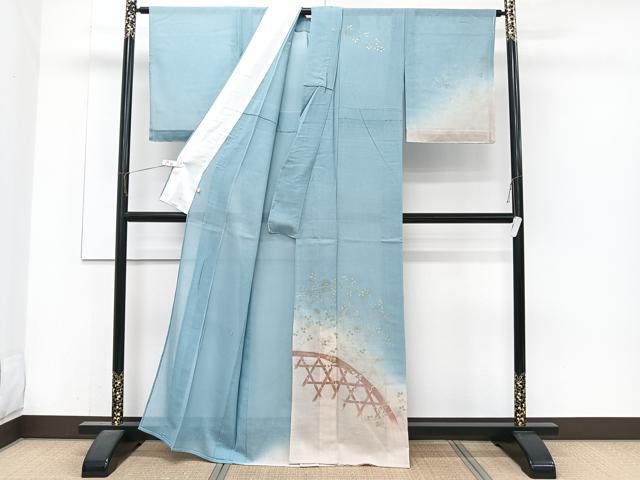 平和屋着物＊夏物　訪問着　紗紬　籬萩文　金銀彩　正絹　逸品　CABJ4240xi
