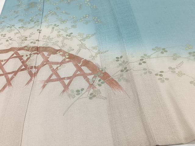 平和屋着物＊夏物　訪問着　紗紬　籬萩文　金銀彩　正絹　逸品　CABJ4240xi