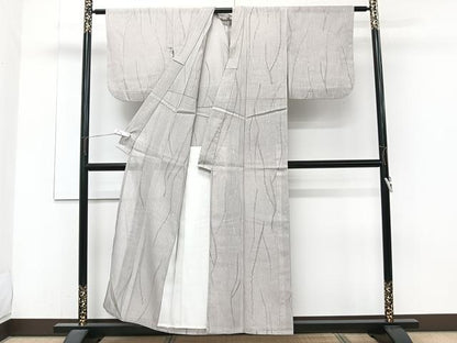 平和屋着物＊夏物　小紋　紗紬　枝蕾文　正絹　逸品　CABJ4242xi
