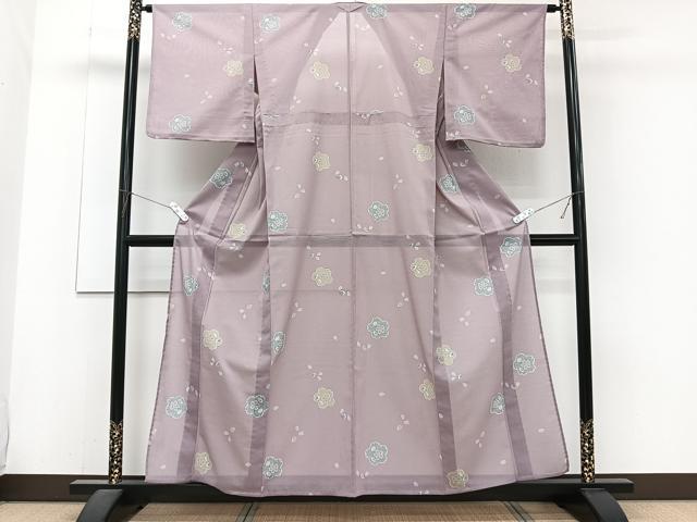 平和屋着物＊夏物　小紋　絽　舞花文　洗える着物　未使用　CABJ4247xi