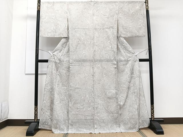 平和屋着物＊夏物　小紋　絽　墨流し文様　洗える着物　CABJ4248xi
