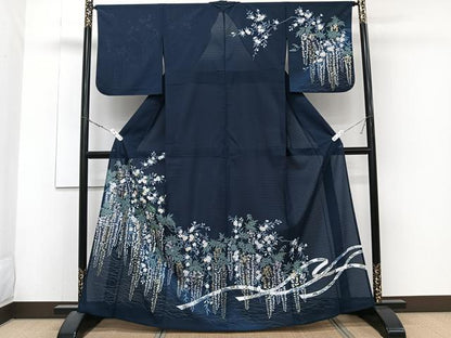 平和屋着物＊夏物　訪問着　絽　刺繍　枝垂れ花文　金銀彩　洗える着物　CABJ4249xi