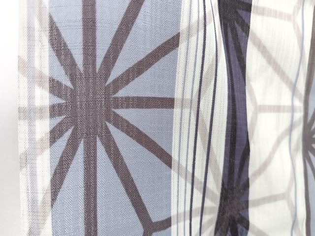 平和屋着物＊夏物　小紋　紗　麻の葉文　洗える着物　CABJ4250xi