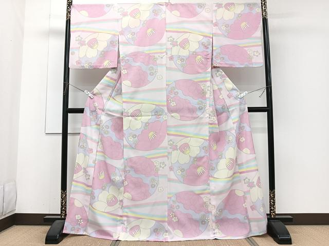 平和屋着物＊夏物　小紋　紗　花丸文　洗える着物　CABJ4251xi