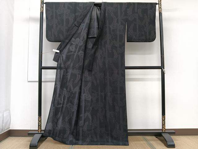 平和屋着物＊夏物　小紋　紗　笹竹松文　洗える着物　CABJ4252xi