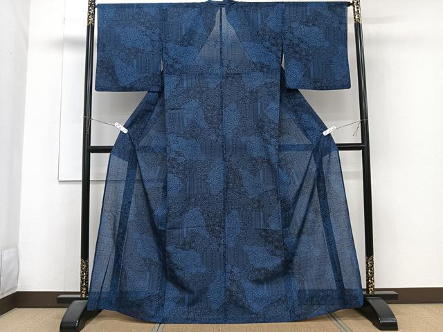 平和屋着物＊夏物　小紋　紗　草花文　洗える着物　CABJ4253xi