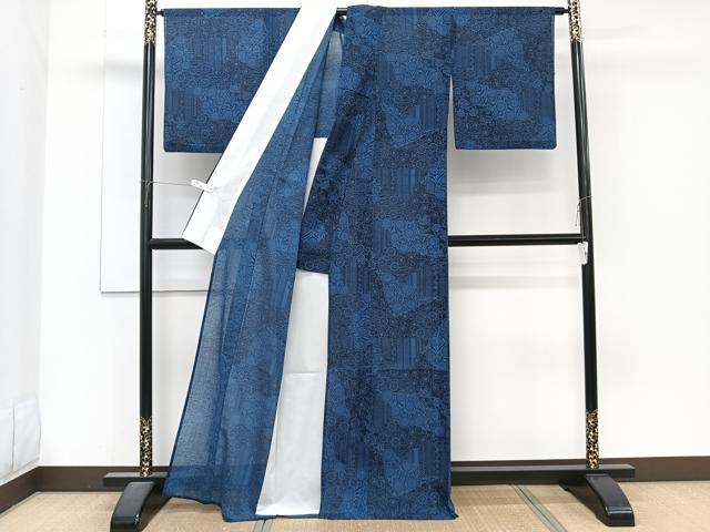 平和屋着物＊夏物　小紋　紗　草花文　洗える着物　CABJ4253xi