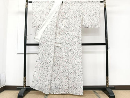 平和屋着物＊夏物　本場小千谷縮　流水楓文　麻　逸品　CABJ4255xi