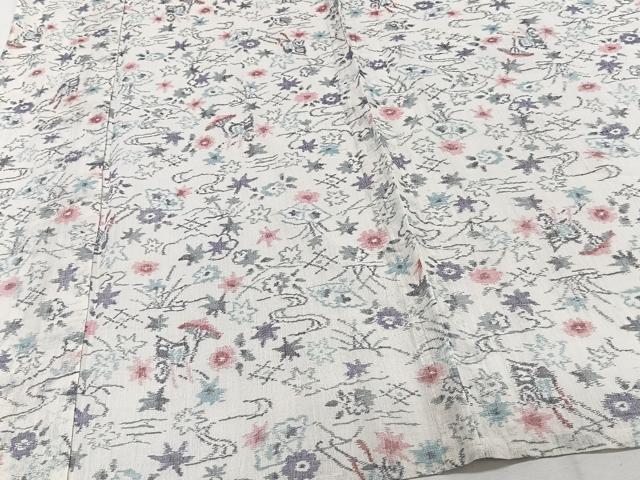 平和屋着物＊夏物　本場小千谷縮　流水楓文　麻　逸品　CABJ4255xi