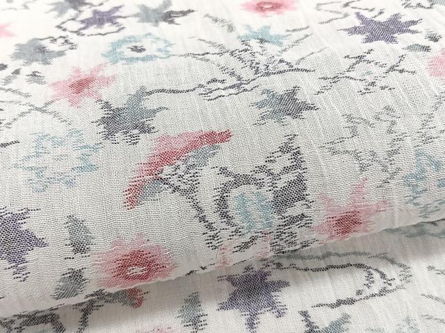 平和屋着物＊夏物　本場小千谷縮　流水楓文　麻　逸品　CABJ4255xi
