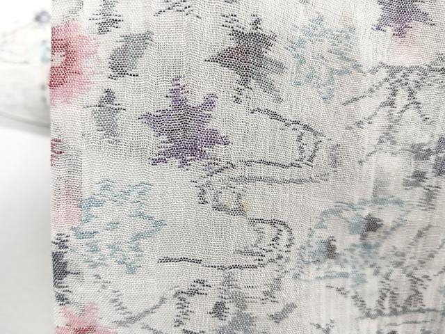 平和屋着物＊夏物　本場小千谷縮　流水楓文　麻　逸品　CABJ4255xi