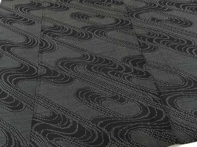 平和屋着物＊夏物　本塩沢　夏塩沢　流水文　正絹　逸品　CABJ4261xi