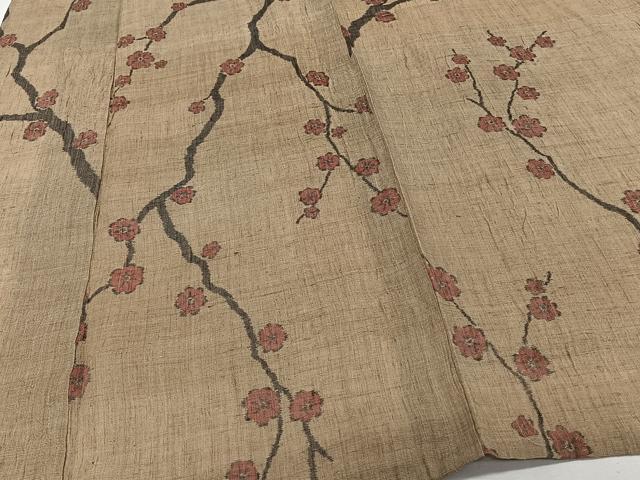 平和屋着物＊夏物　本場小千谷縮　枝梅文　麻　逸品　CABJ4265xi