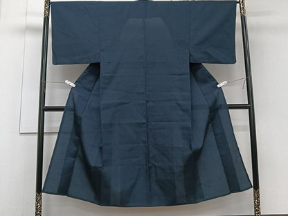 平和屋着物＊夏物　男性　お召　霞文　黒地　正絹　逸品　CABJ4272xi