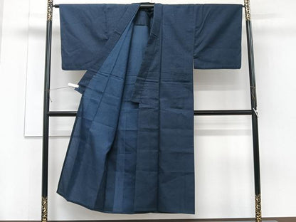 平和屋着物＊夏物　男性　お召　霞文　黒地　正絹　逸品　CABJ4272xi