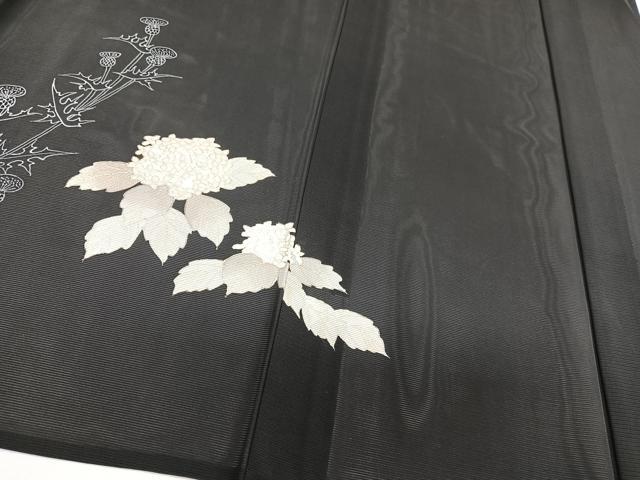 平和屋着物＊夏物　訪問着　絽　枝草花文　黒地　金彩　正絹　逸品　CABJ4275xi